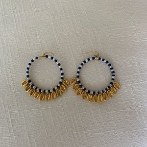 Tory Burch Navy/White Shell Drop Hoops